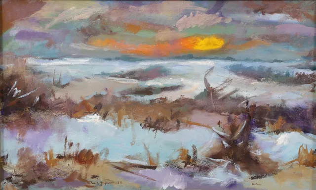 PAUL K JÖRGENSEN. "Vintersol, Bornholm", olja på duk, signerad och daterad 1975.