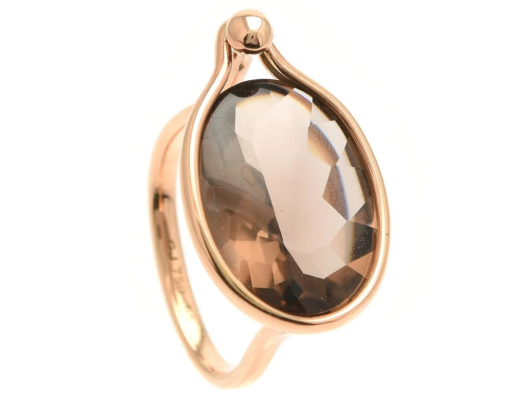 GEORG JENSEN, ring, Savannah, 18K roséguld, rökkvarts, Torun Bülow- Hübe, stl 17,5 mm, vikt 5,8 g. — Smycken/Ring — Kaplans