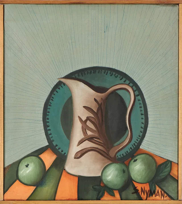 SVEA NYMAN (Stockholm, 1902-1986), Tillbringare, fat och frukter, signerad S. NYMAN, olja på duk.